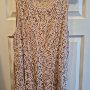 Elegant Pink Lace Sleeveless Top